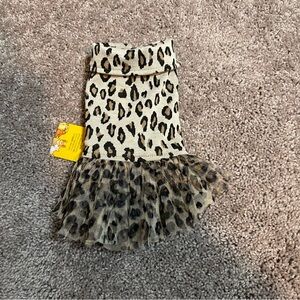 Leopard Print Dog Dress with Tulle Skirt xs